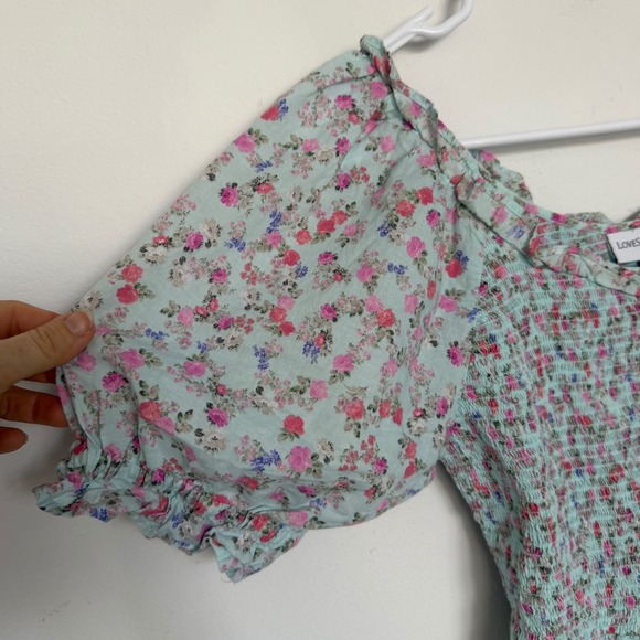 LoveShackFancy x Target Floral Smocked Puff Sleeve Midi Dress Mint XS Cottage - Picture 7 of 8